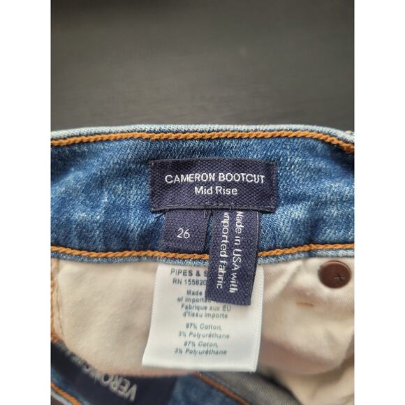 Veronica Beard Cameron Bootcut Mid Rise Jeans Size 26 Blue Raw Frayed Hem - Picture 5 of 8